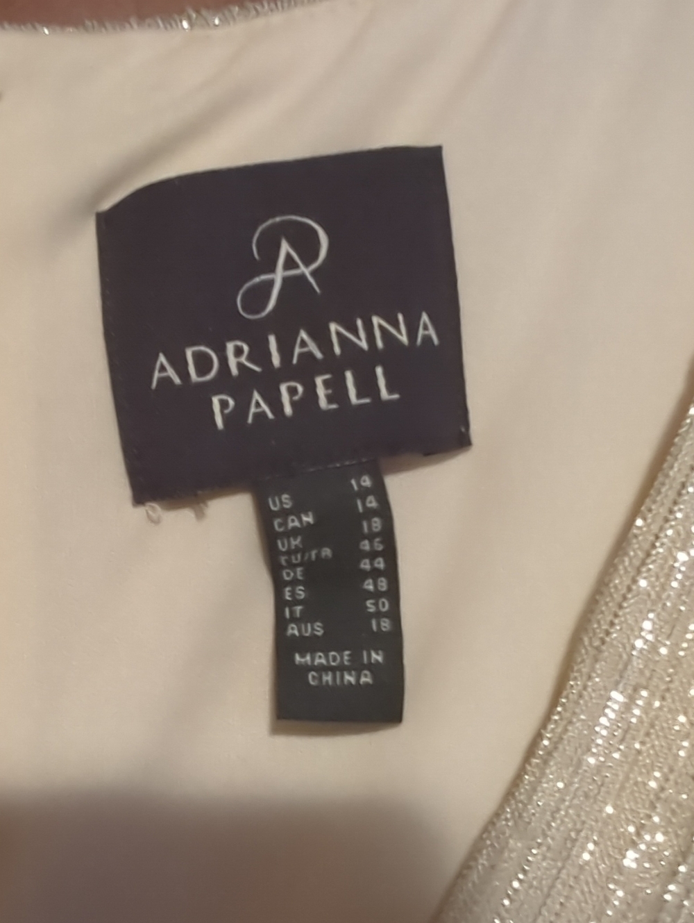 Adrianna Papell Metallic Gold Long-Sleeve Knot Front Gown - Picture 2 of 4
